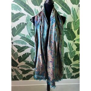 Naturally Knotty Paisley Silk Scarf Women OS Teal Multi